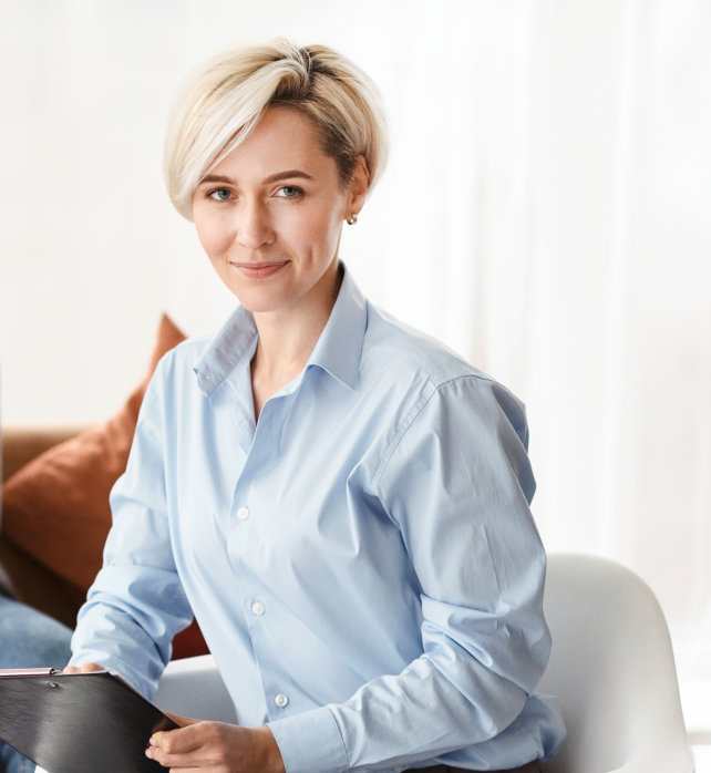 female psychiatrist smiling
