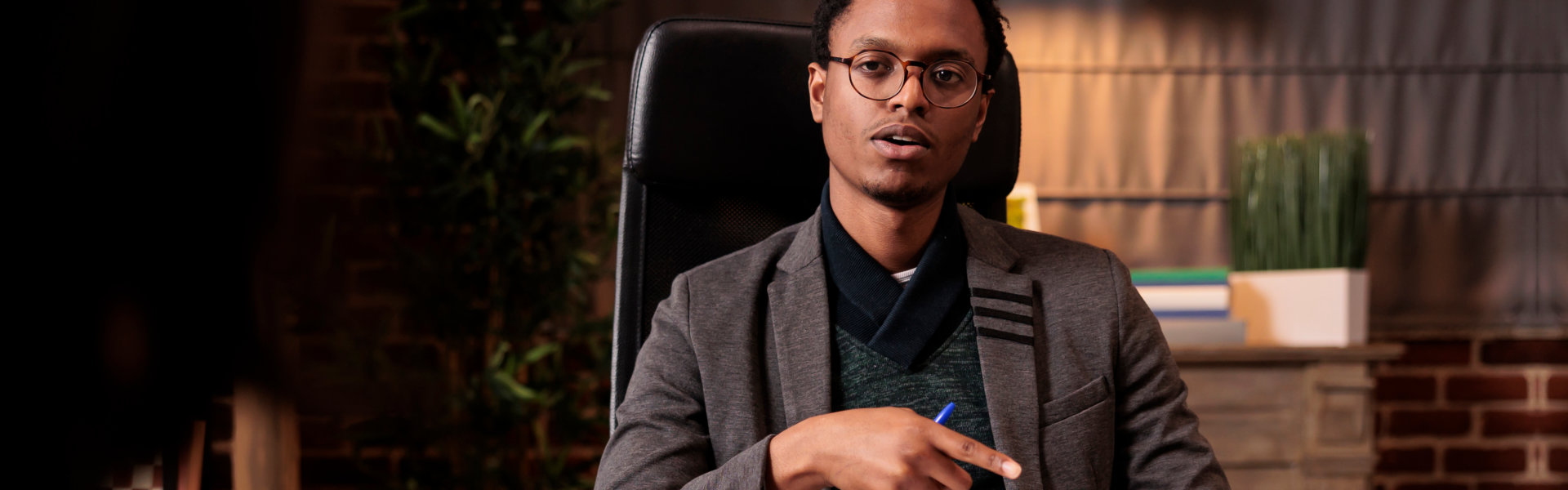 man wearing eyeglass